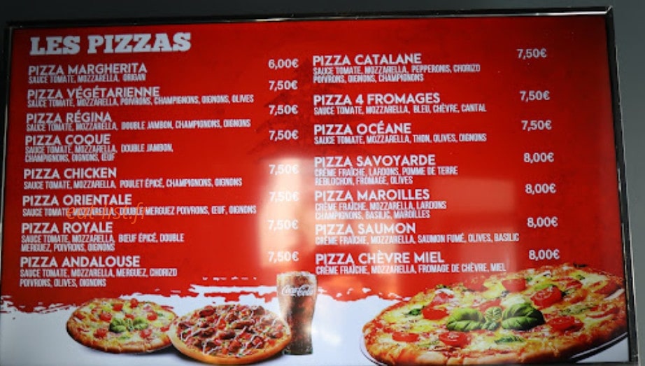 Phoenicia Pizzeria — carte page 1