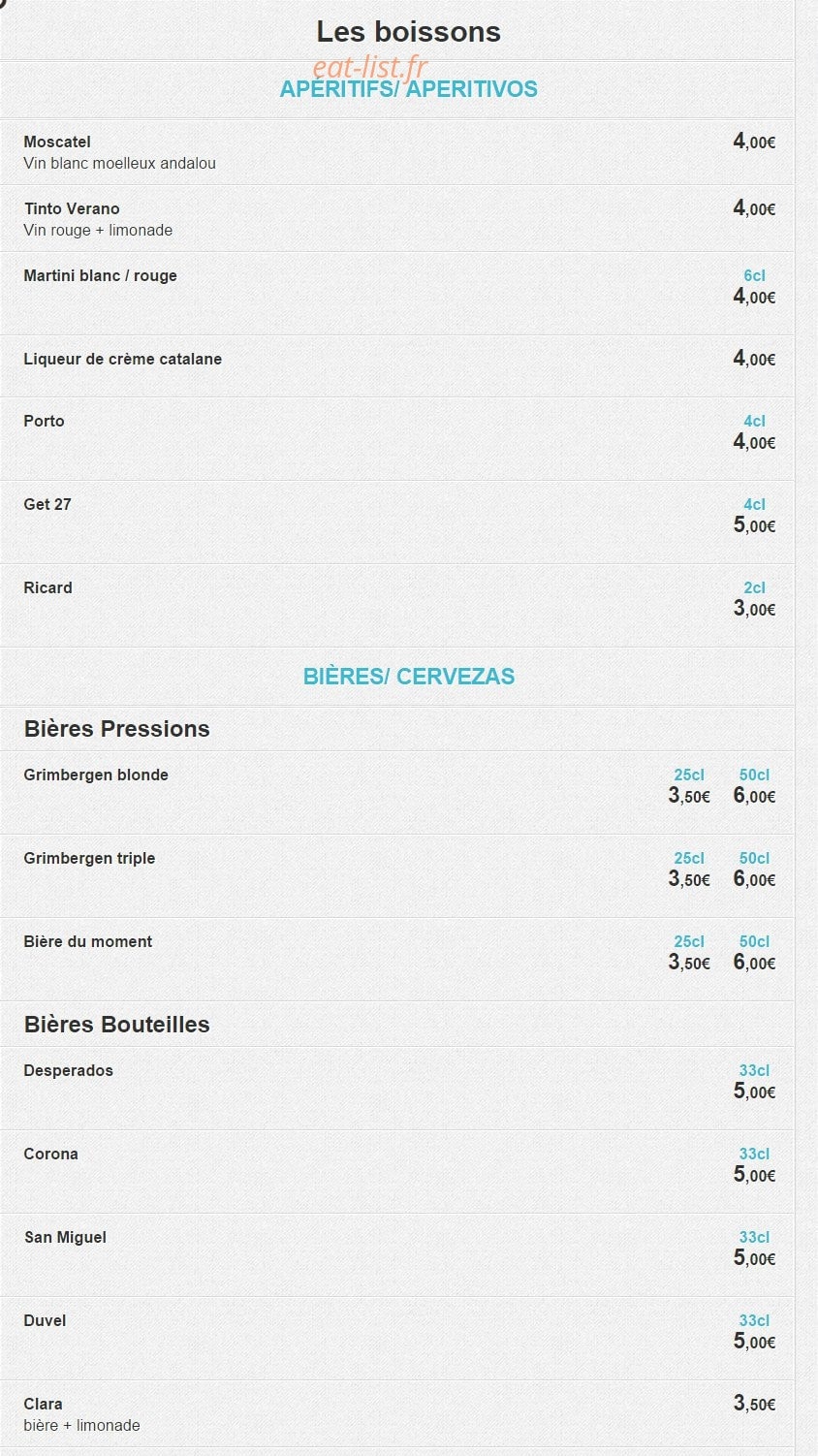 Pica Tapas — carte page 3