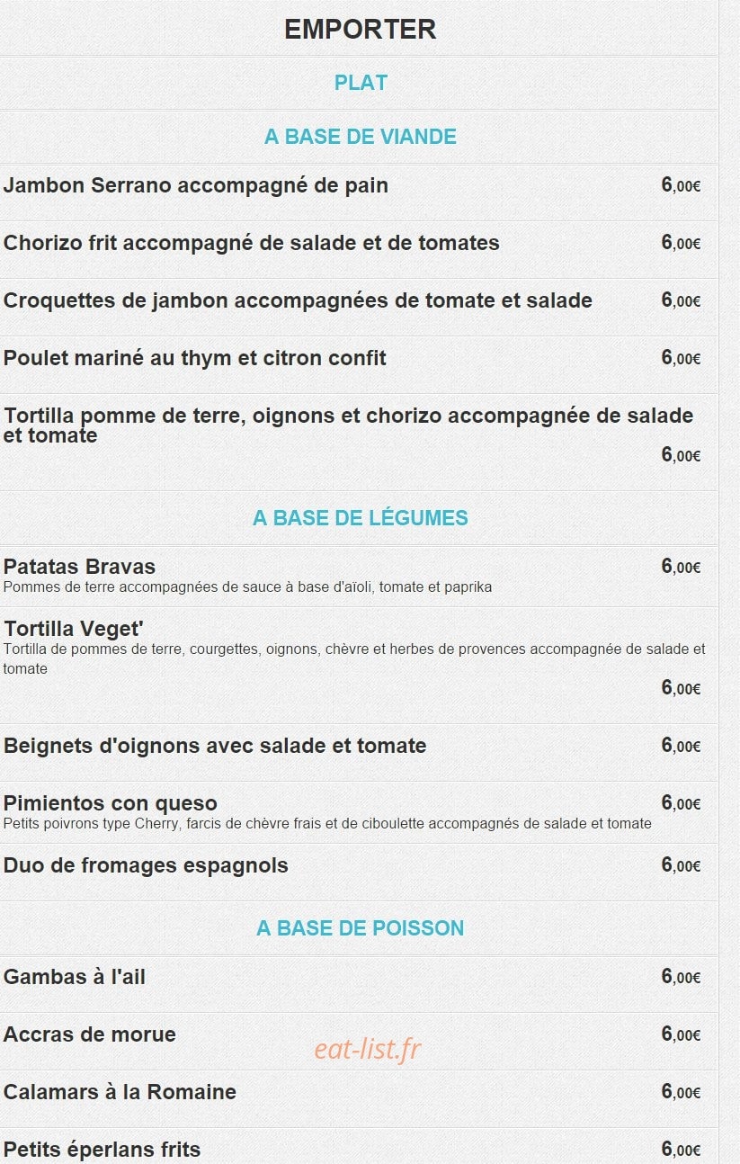 Pica Tapas — carte page 8