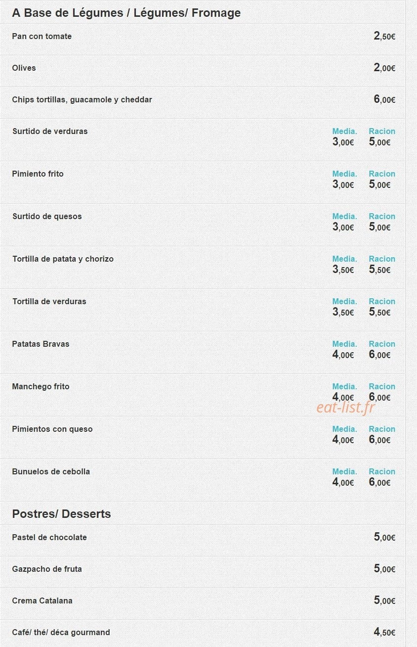 Pica Tapas — carte page 2