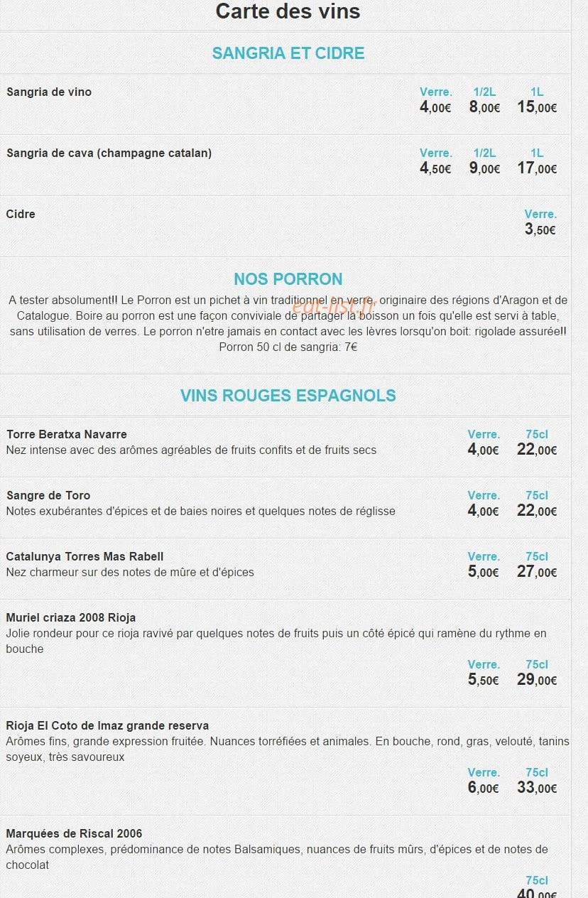 Pica Tapas — carte page 6