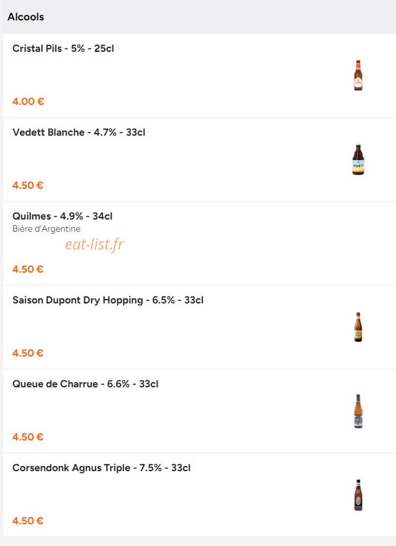 Carte et menu de Pico Cuisine des Andes à Lille — Les alcools