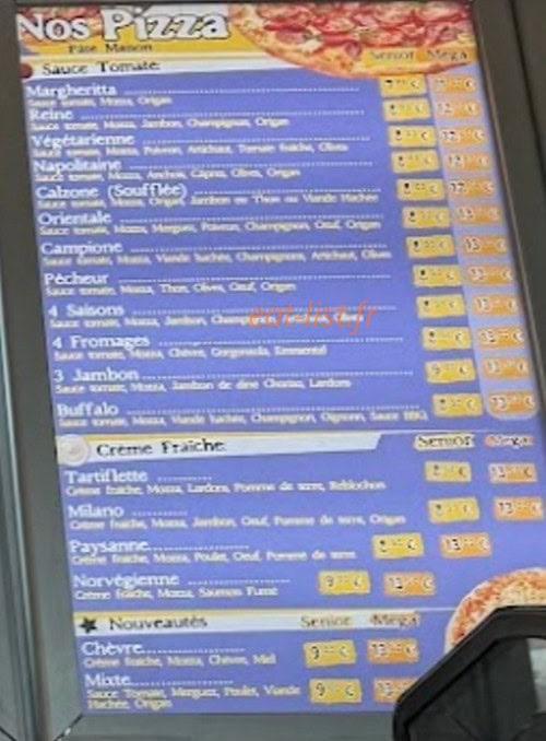 Pitta Pizza Kebab — carte page 1