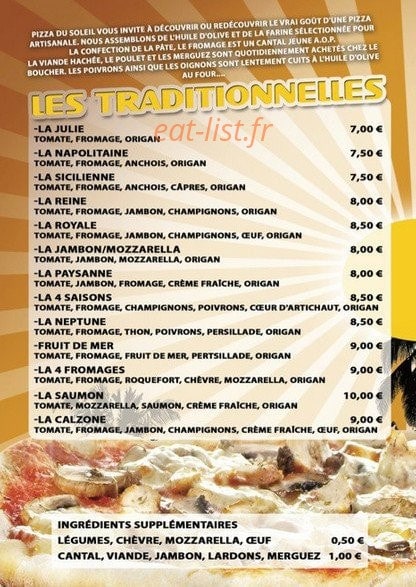 Pizza du Soleil — carte page 3