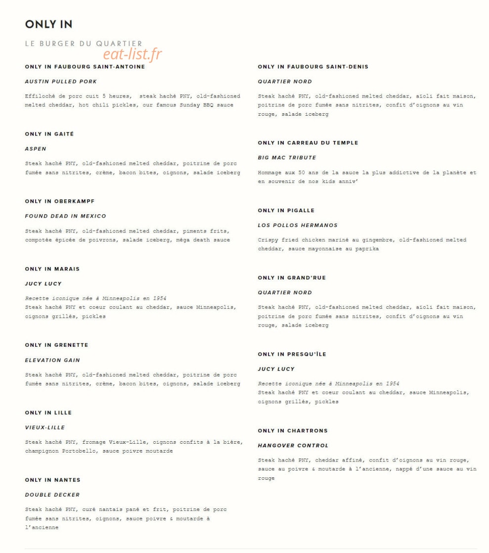 Pny Burger — carte page 3