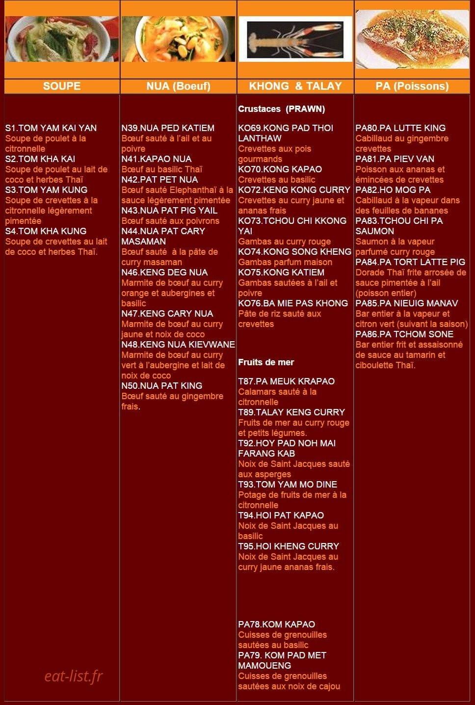 Restaurant Elephanthai — carte page 2
