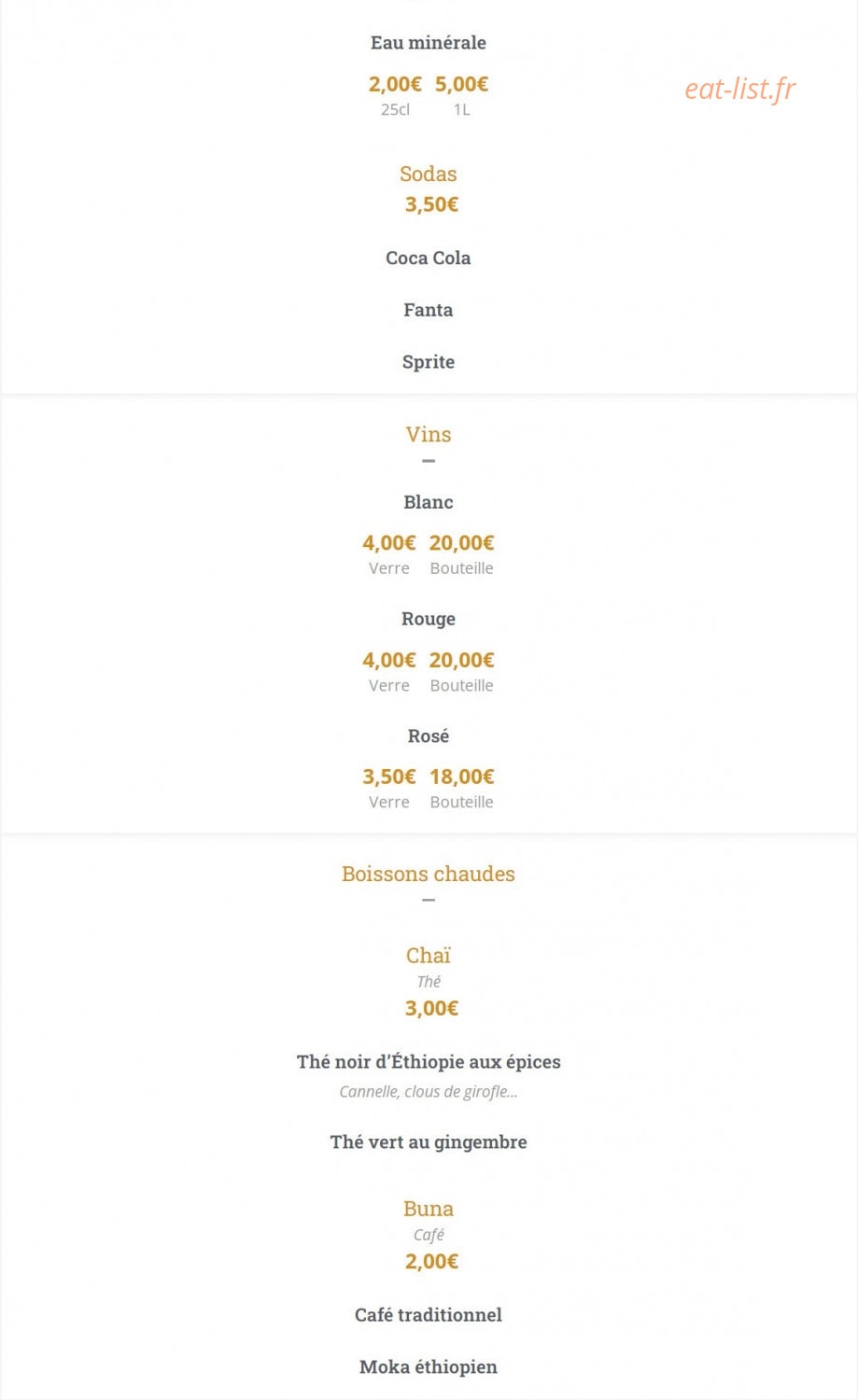 Restaurant Habesha — carte page 4