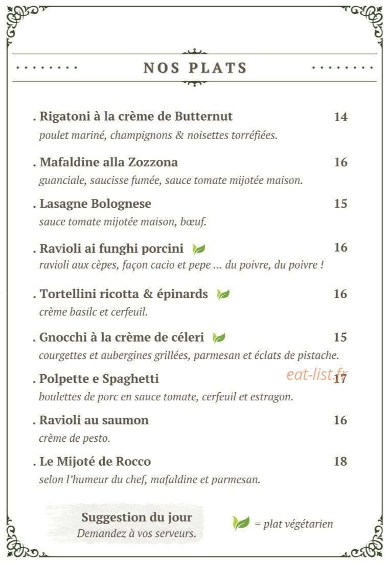 Rocco. Cantina — carte page 1