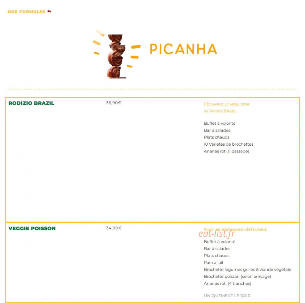 Rodizio Brazil — carte page 1