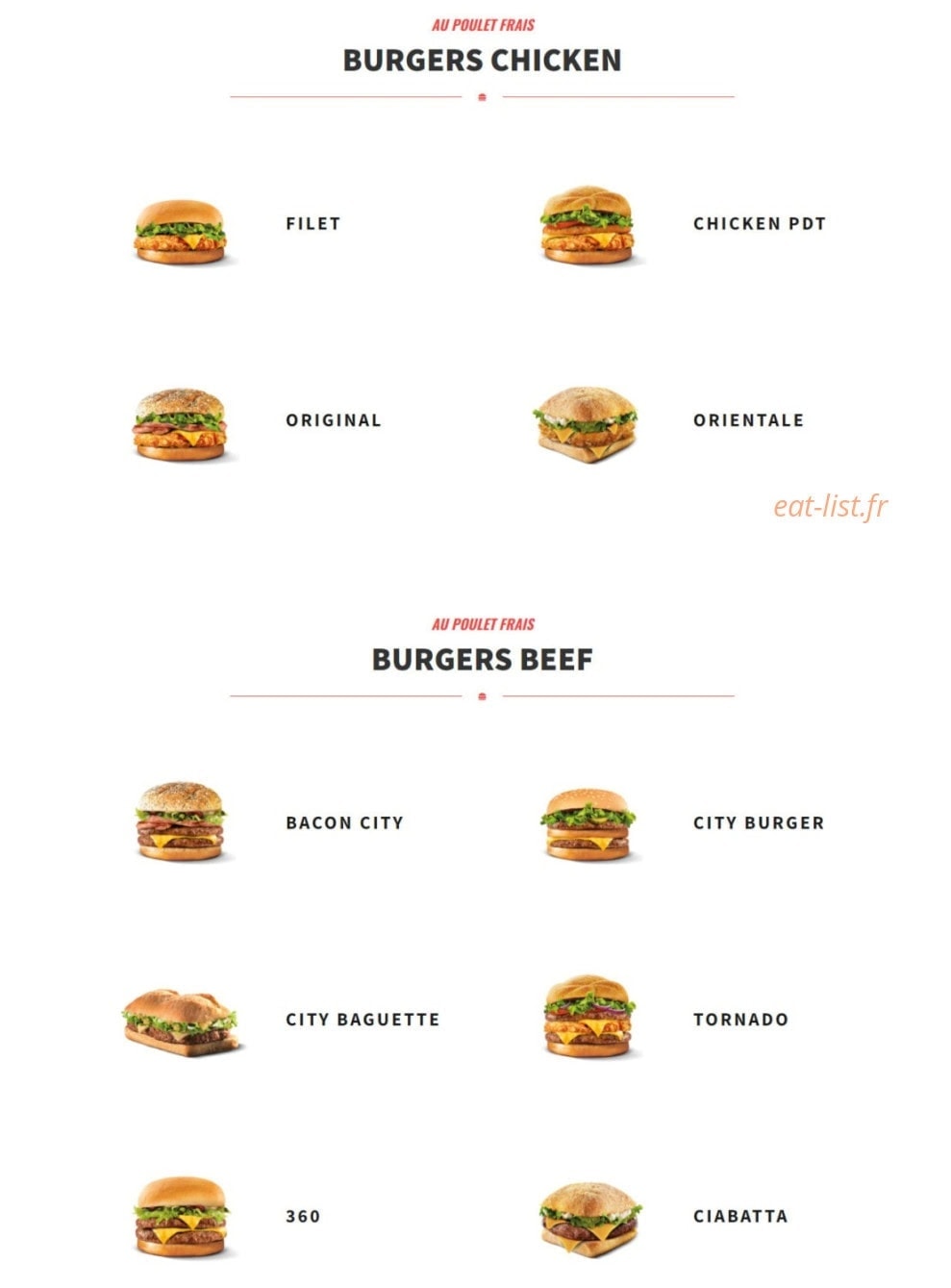 Royal Burger City — carte page 1