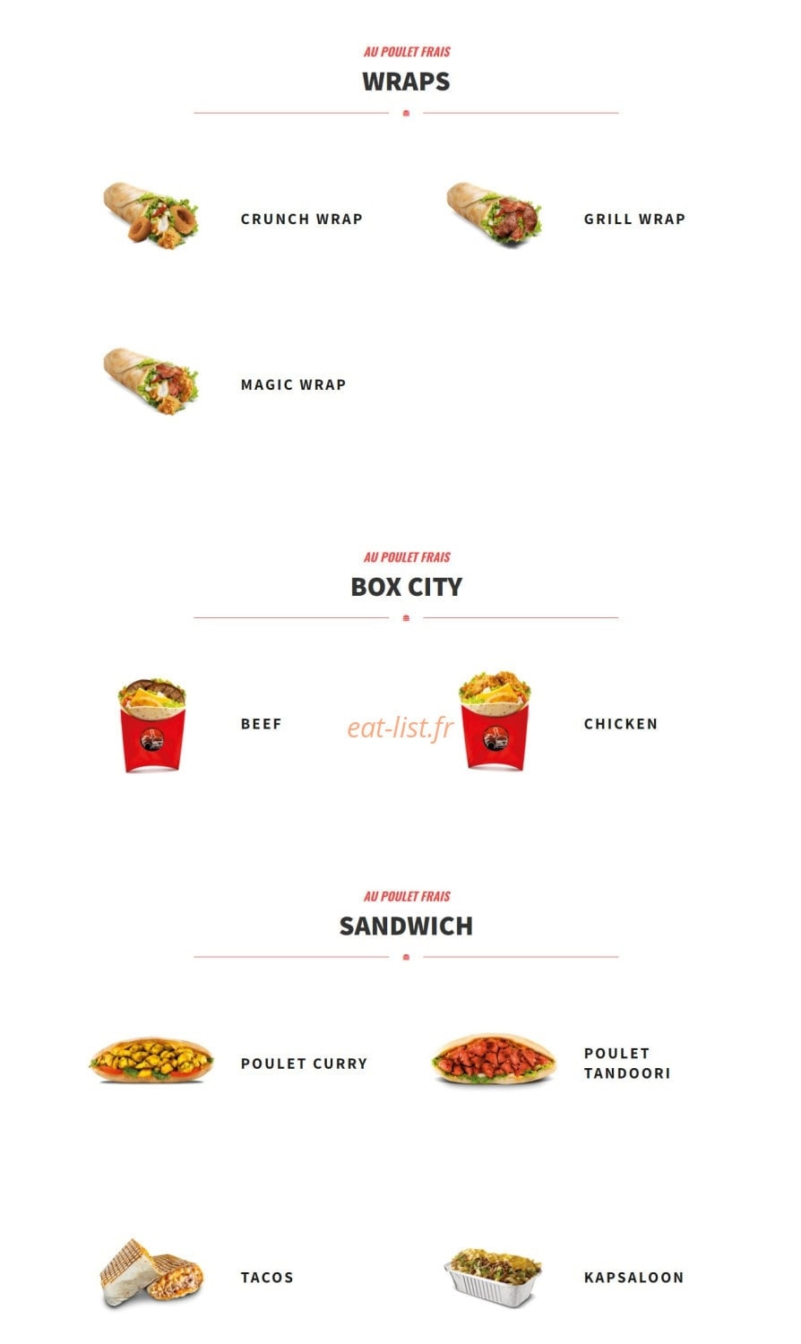 Royal Burger City — carte page 2