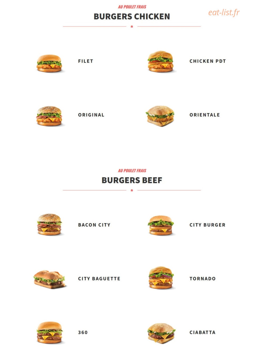 Royal Burger City — carte page 1