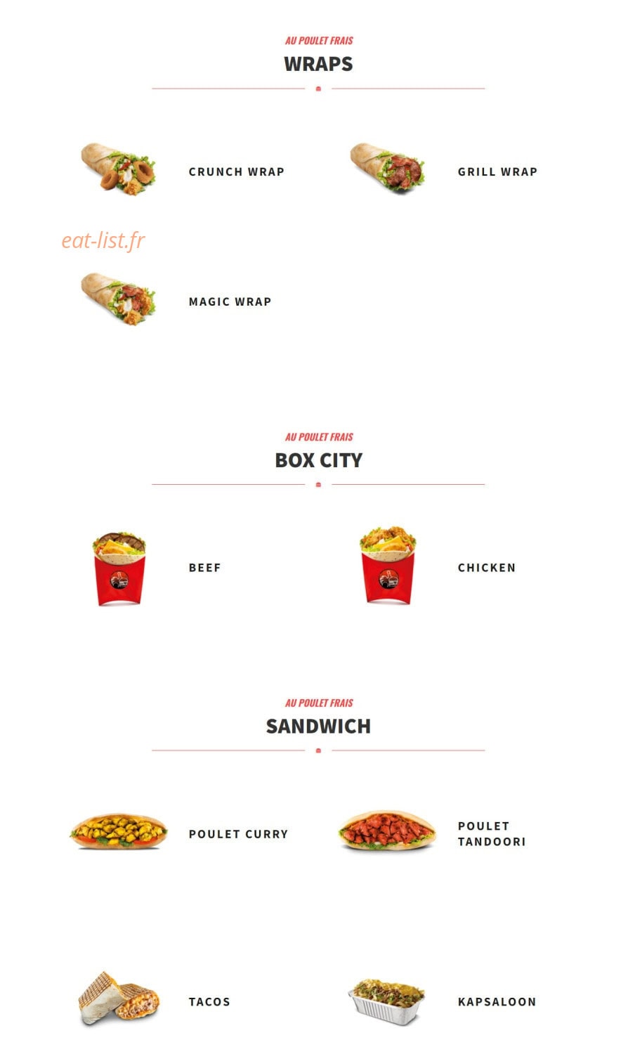 Royal Burger City — carte page 2