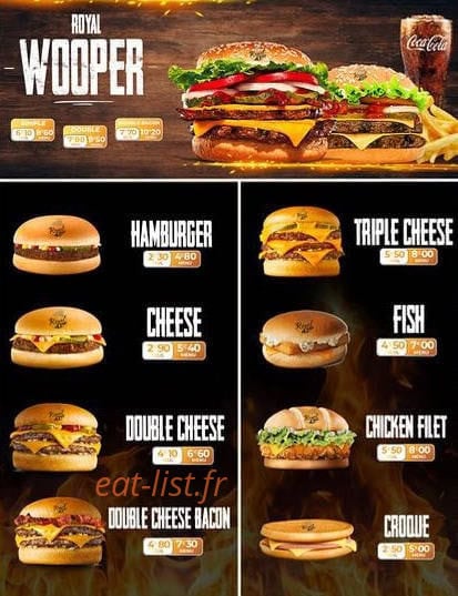 Royal Burger — carte page 2