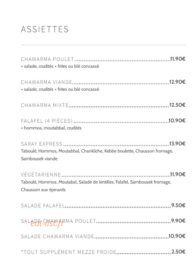 Saray Express — carte page 3