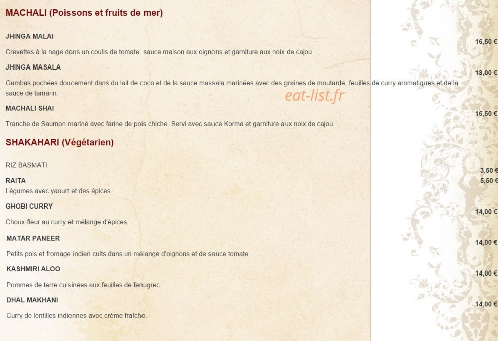Saveurs de l'Inde — carte page 3