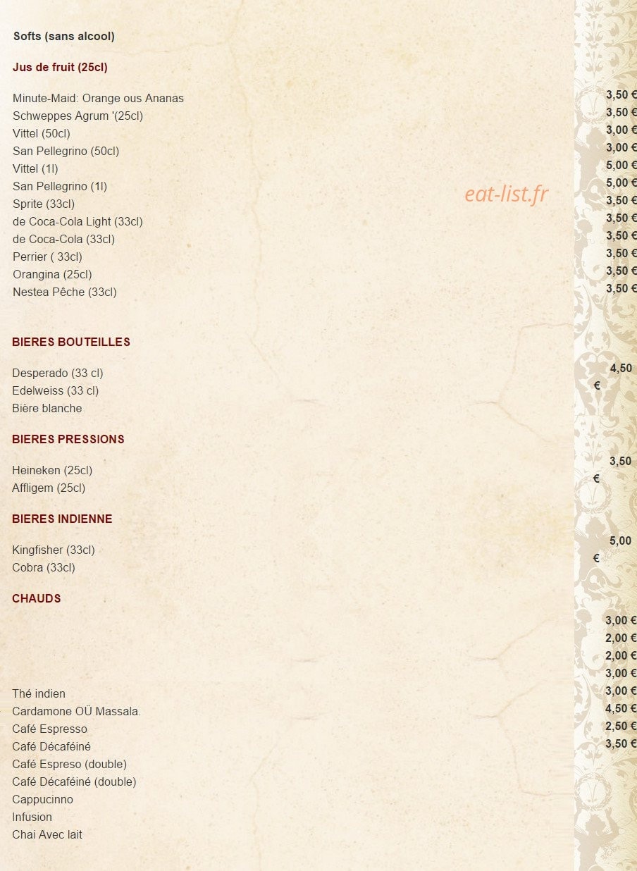 Saveurs de l'Inde — carte page 6