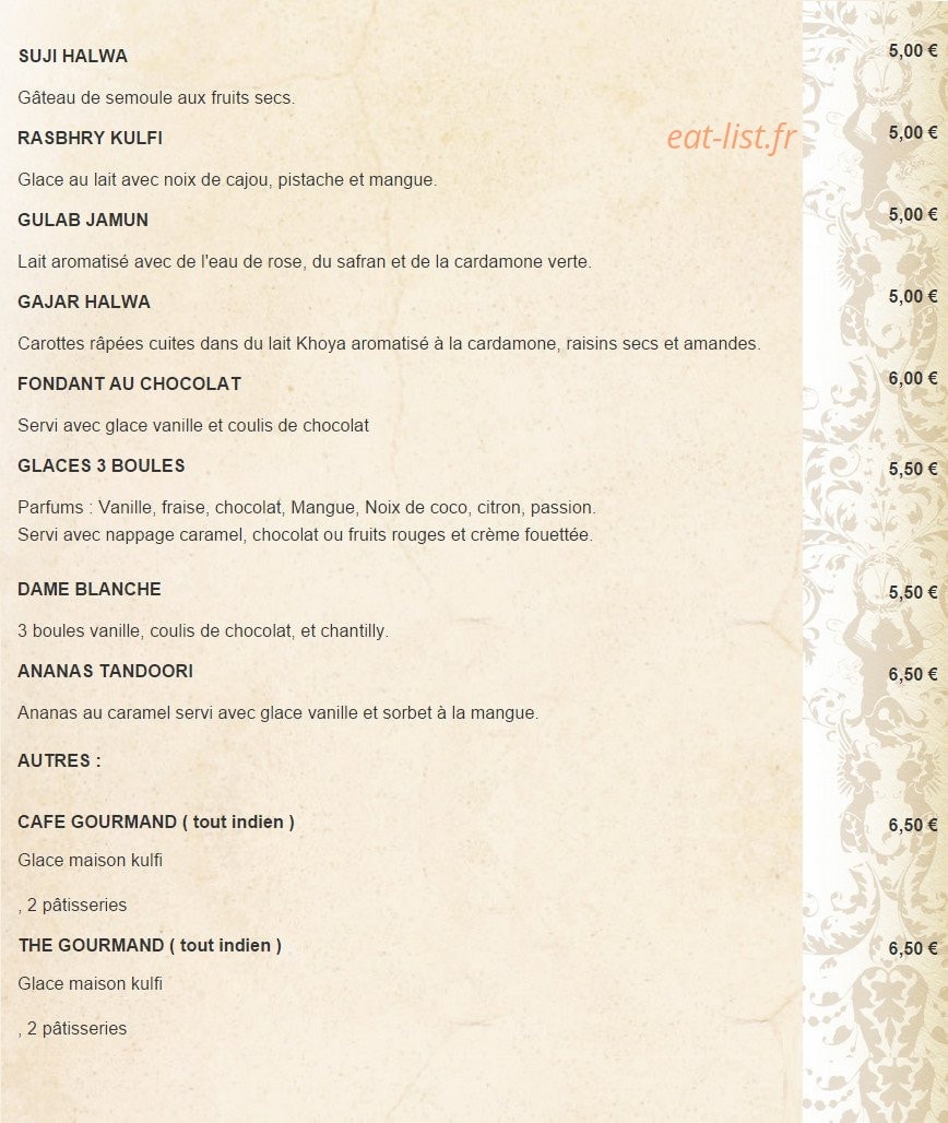 Saveurs de l'Inde — carte page 5