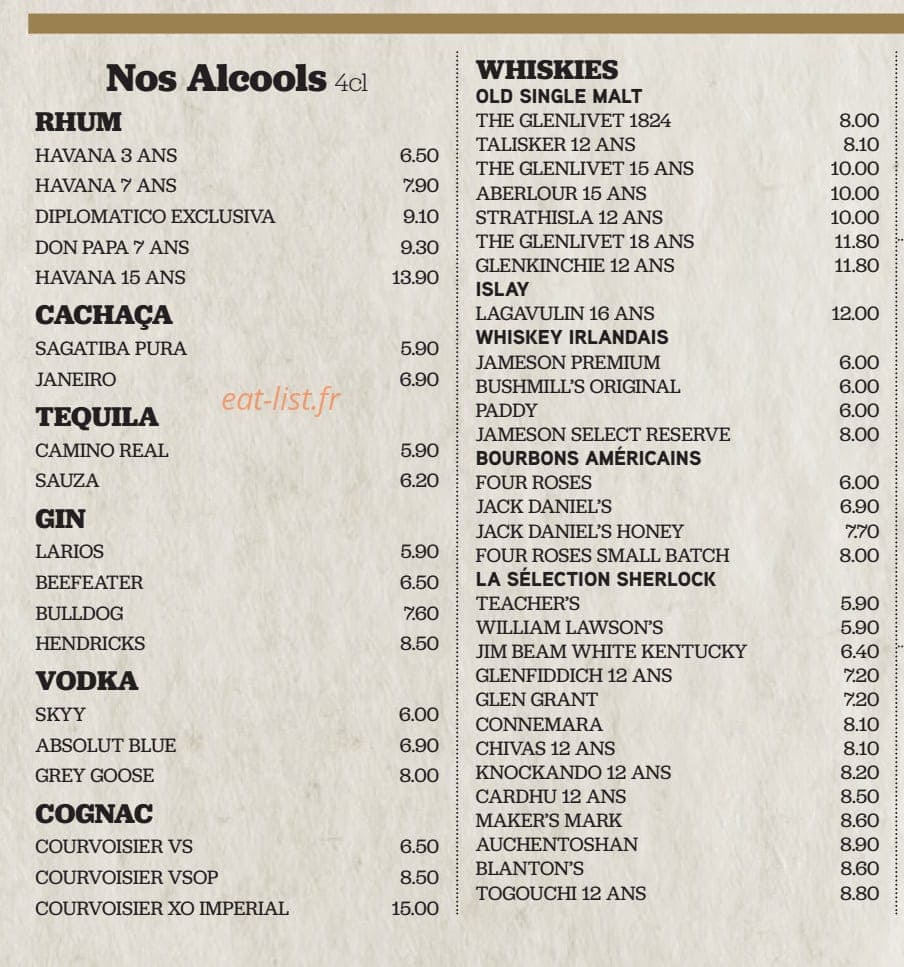 Sherlock Pub — carte page 10
