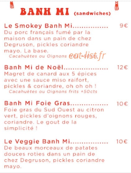 Smokey Banh Mi — carte page 1