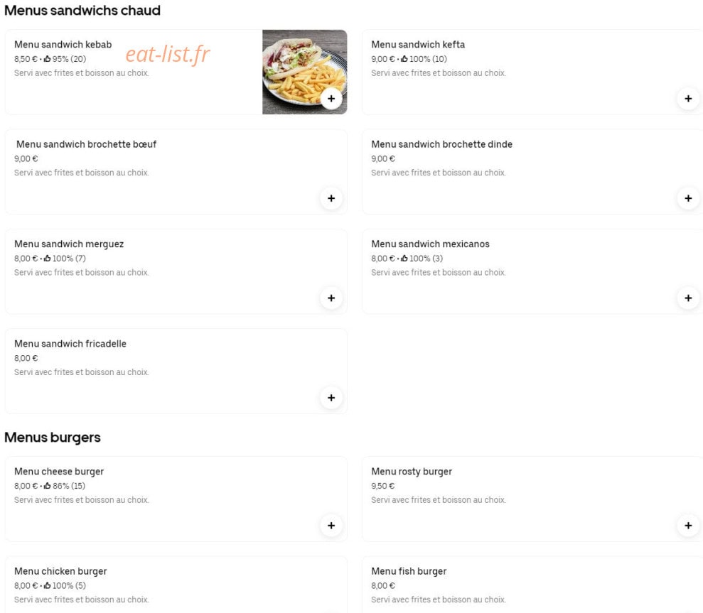 Snack Center — carte page 1