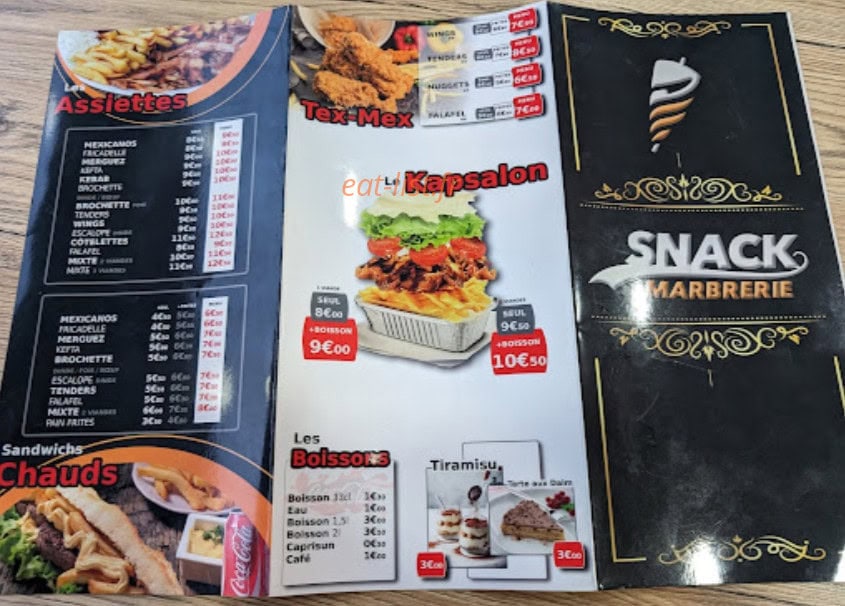 Snack marbrerie — carte page 2