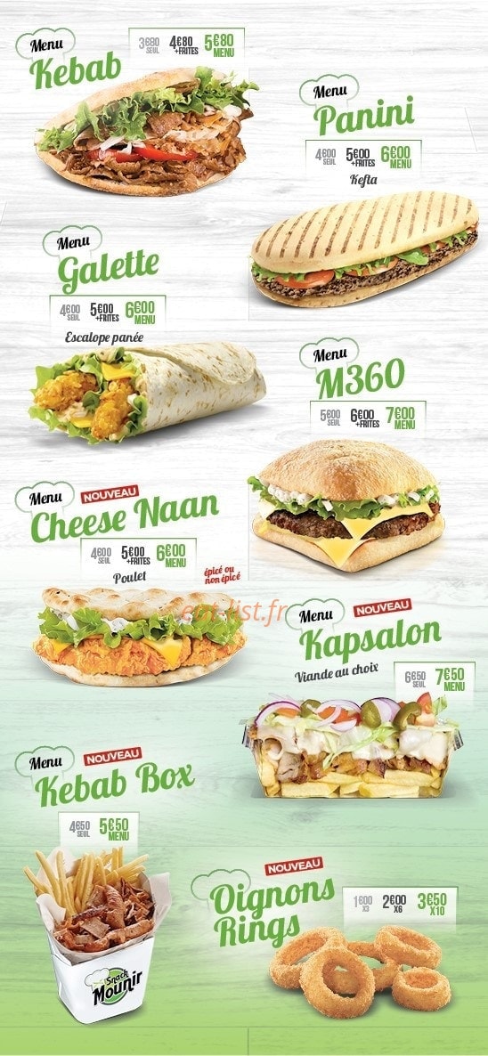 Snack Mounir — carte page 2