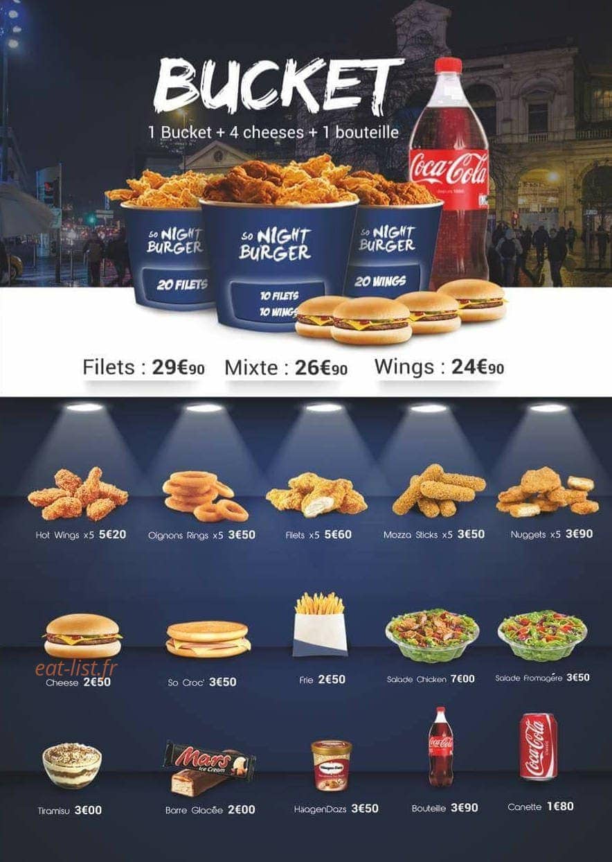 So night burger — carte page 3