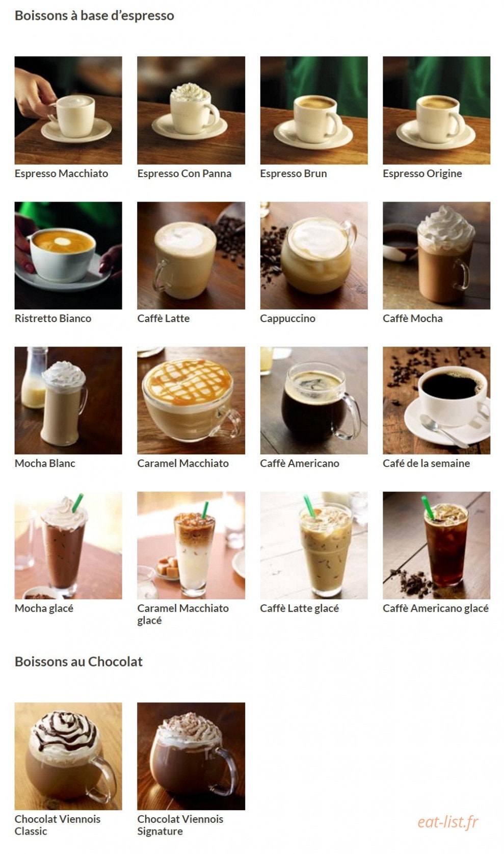 Starbucks coffee — carte page 9