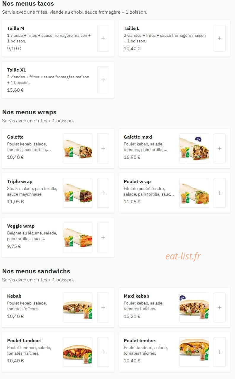Suprême kebab — carte page 3