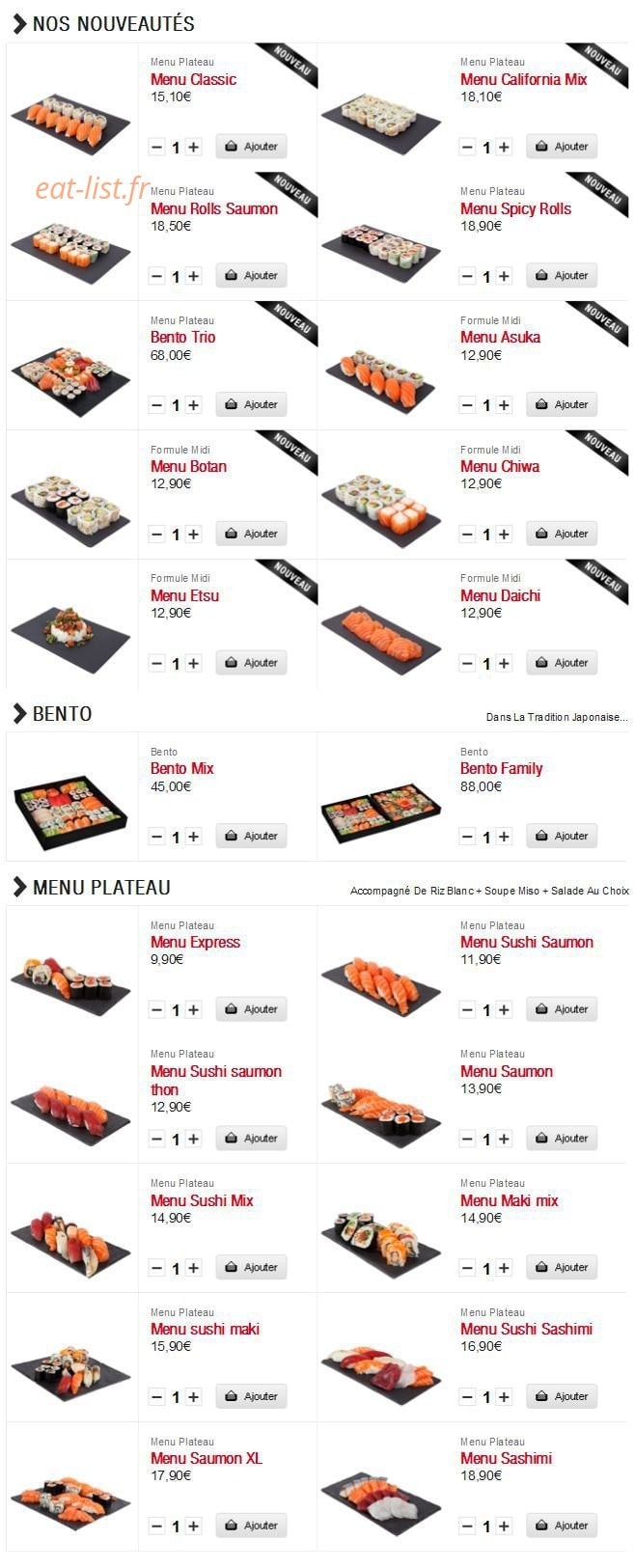 Sushi Boutik — carte page 1