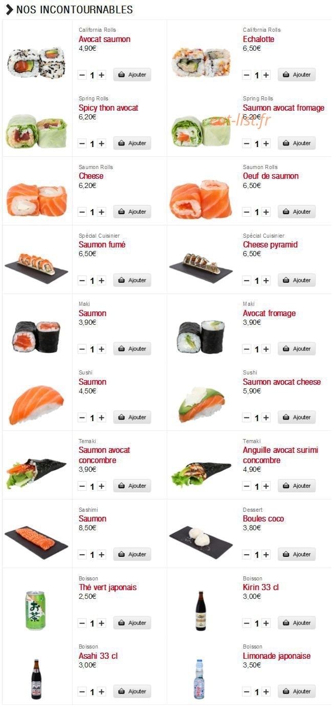 Sushi Boutik — carte page 2