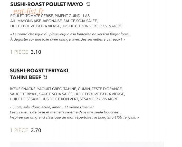 Sushi Shop — carte page 6