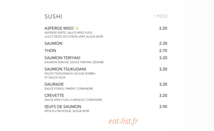 Sushi Shop — carte page 19