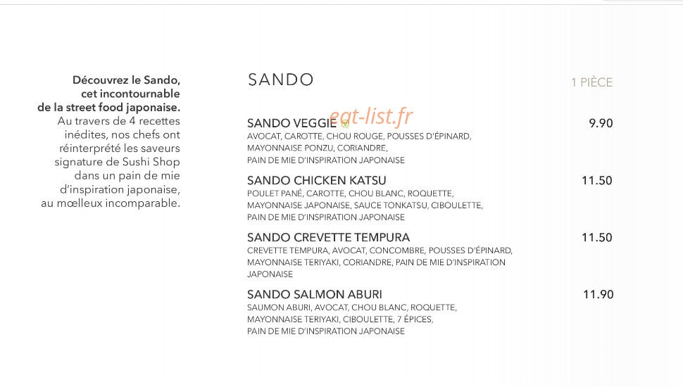 Sushi Shop — carte page 15
