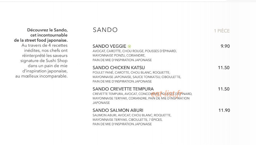 Sushi Shop — carte page 15