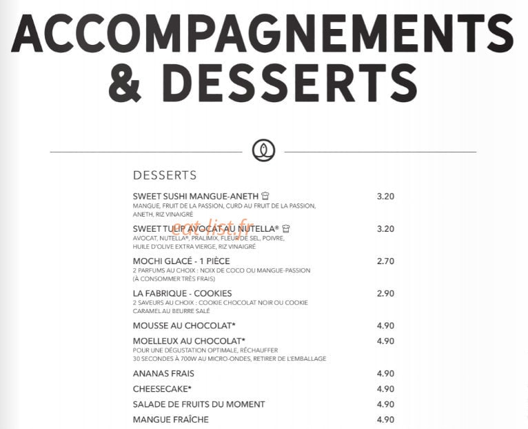 Sushi Shop — carte page 36