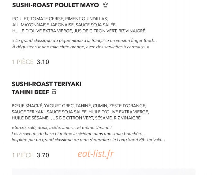 Sushi Shop — carte page 6