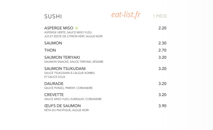 Sushi Shop — carte page 19