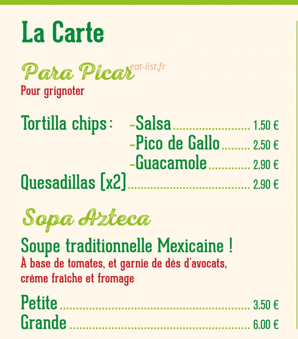 Taco Memo — carte page 2