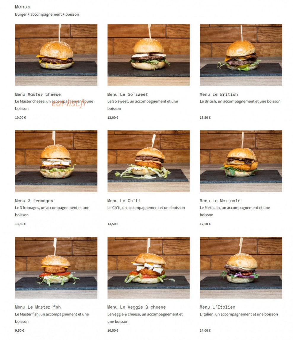 The Burger Master — carte page 3