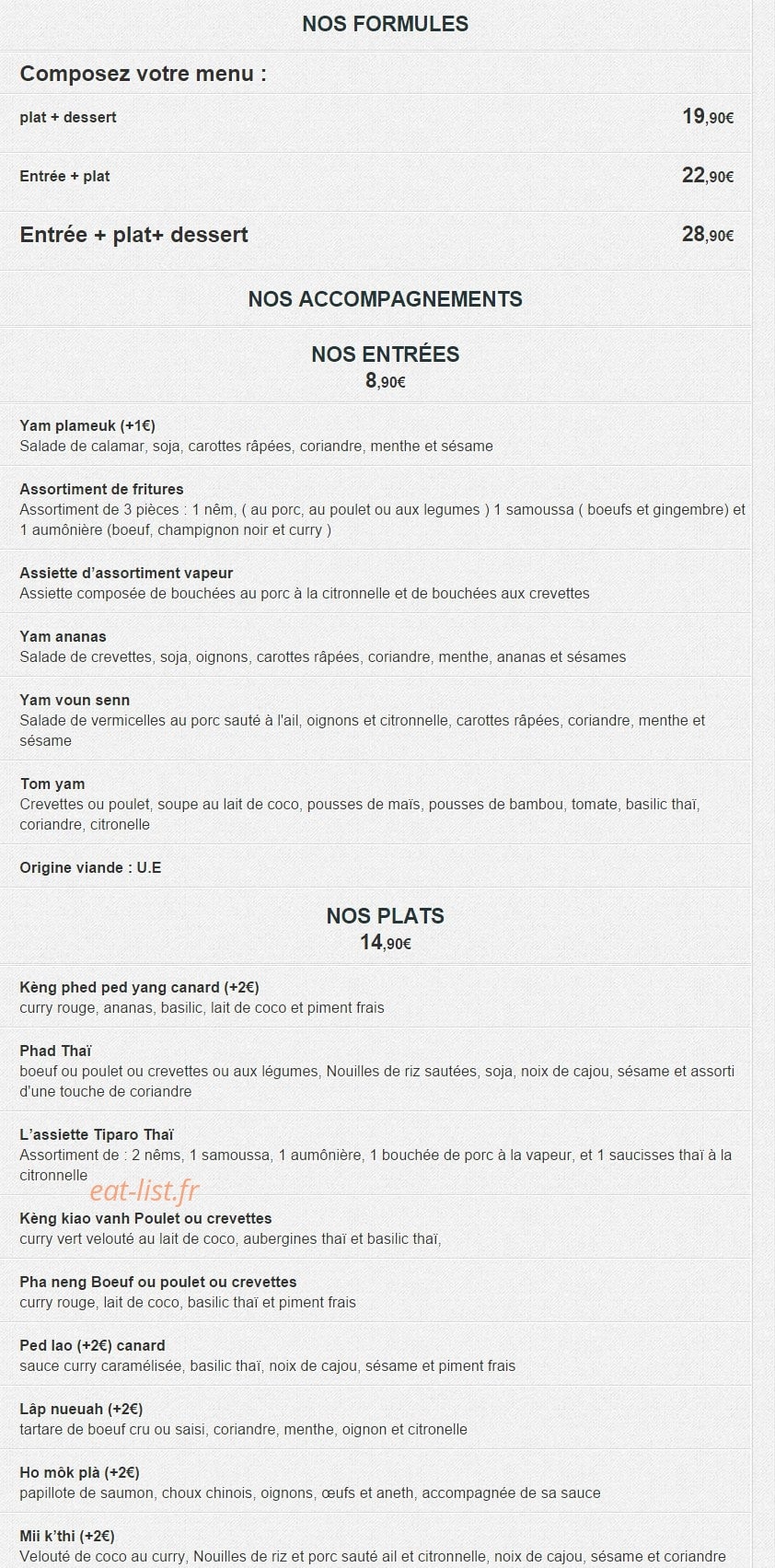 Tiparo Thai — carte page 1