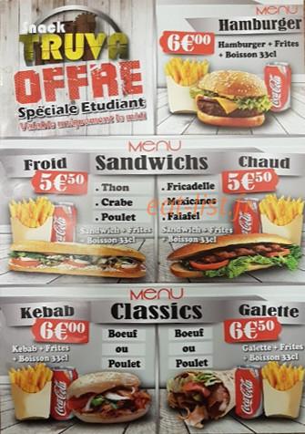 Truva Kebab — carte page 1