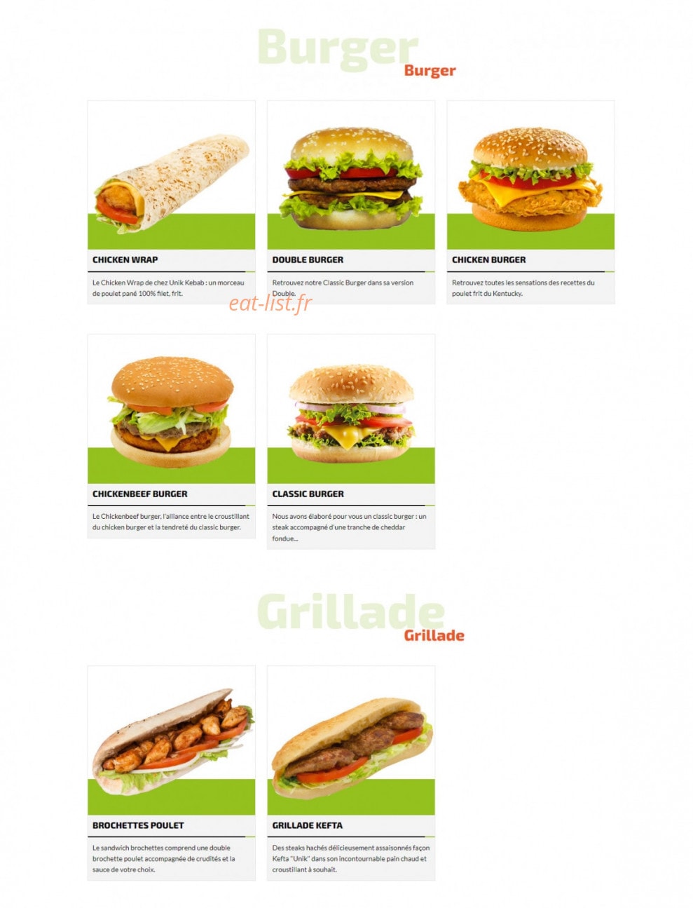 Unik Kebab — carte page 2