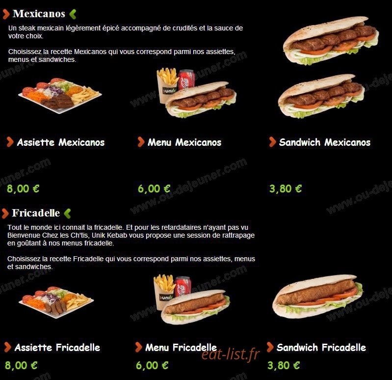 Unik kebab — carte page 10