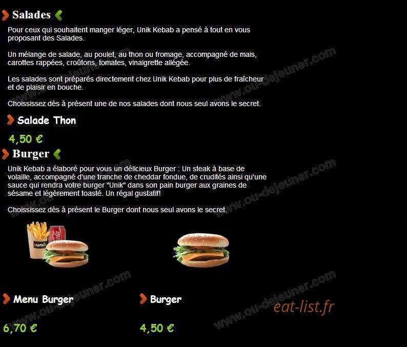 Unik kebab — carte page 9