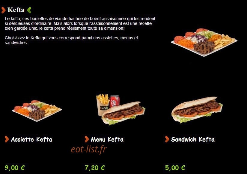 Unik kebab — carte page 8