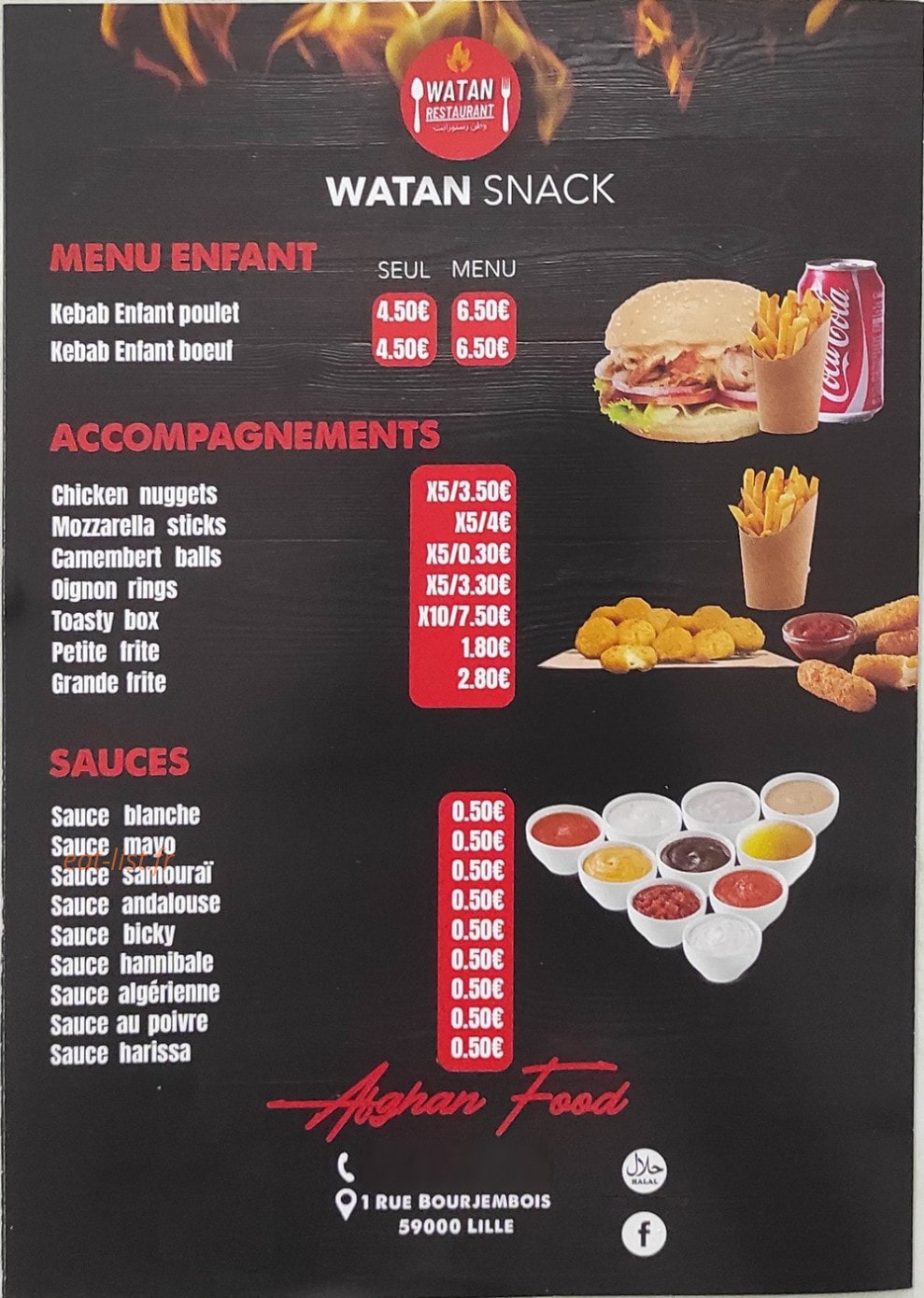 Watan Restaurant — carte page 1