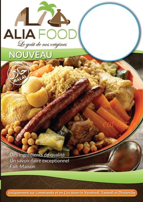 Alia Food — carte page 1