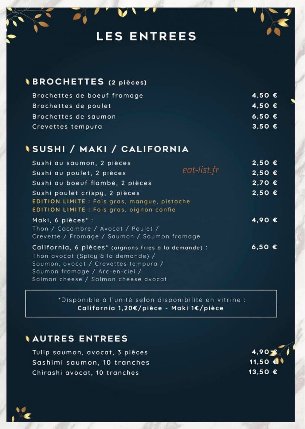 Au coin sushi — carte page 3